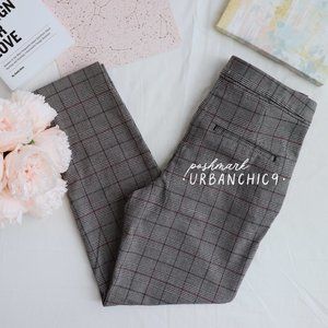 H&M Mid Rise Slack Pants Gray Plaid size 6